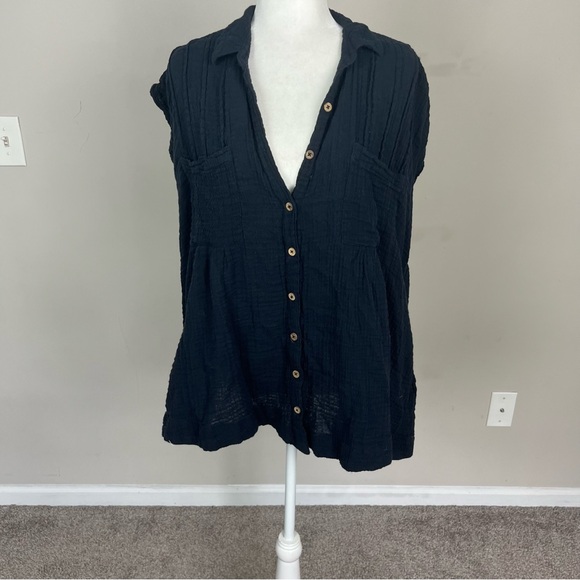 FREE PEOPLE NOT SO BASIC SHIRTDRESS BUTTON UP TUNIC IN BLACK SIZE XS - Picture 5 of 12